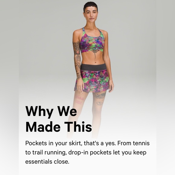 NWOT Lululemon Pace Rival Mid-Rise Skirt in Vivid Floral Tone Multi Size 4 - Picture 5 of 14